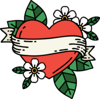 tattoo in traditional style of a heart and banner png