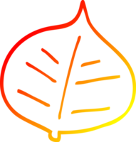warm gradient line drawing of a cartoon leaf png