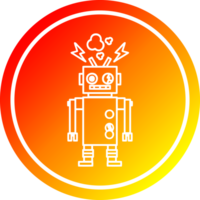 malfunctioning robot circular icon with warm gradient finish png