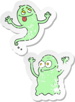 retro distressed sticker of a cartoon ghosts png
