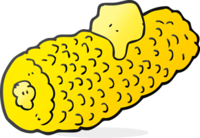 hand drawn cartoon corn on cob with butter png