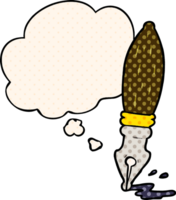 cartoon pen with thought bubble in comic book style png