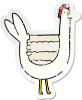 distressed sticker of a cartoon chicken png