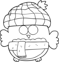 hand drawn black and white cartoon cute owl png