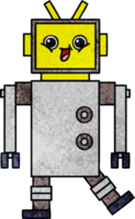 retro grunge texture cartoon of a robot png