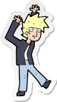 sticker of a cartoon excited boy png