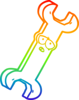 rainbow gradient line drawing of a cartoon spanner png