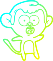 cold gradient line drawing of a cartoon shocked monkey png