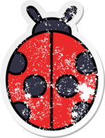 distressed sticker of a cute cartoon lady bug png