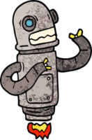 robot volador de dibujos animados de ilustración con textura grunge png