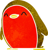 hand drawn retro cartoon cute kawaii red robin png