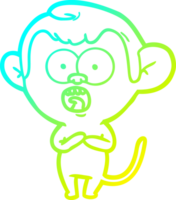 cold gradient line drawing of a cartoon shocked monkey png