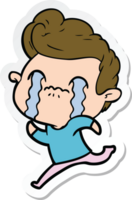 sticker of a cartoon man crying png