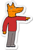 sticker of a cartoon fox man pointing png