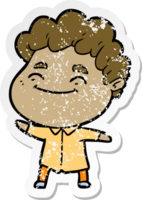 distressed sticker of a cartoon friendly man png