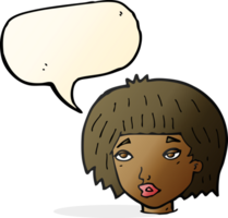 cartoon bored looking woman with speech bubble png