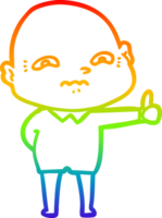 rainbow gradient line drawing of a cartoon nervous man png