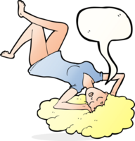 cartoon woman lying on floor with speech bubble png