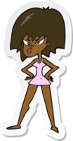 sticker of a cartoon angry woman in dress png