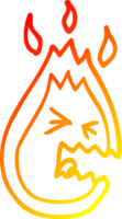warm gradient line drawing of a cartoon hot angry flame png