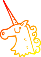 warm gradient line drawing of a cartoon pretty unicorn png