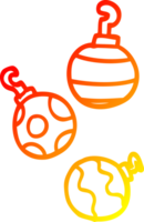 warm gradient line drawing of a cartoon xmas baubles png