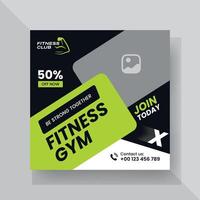 Gym and fitness social media post template design. vector