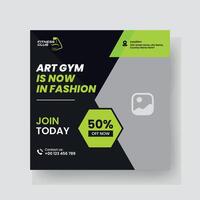 Gym and fitness social media post template design. vector