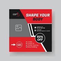 Gym and fitness social media post template design. vector