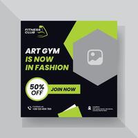 gimnasio y aptitud social medios de comunicación enviar modelo diseño. vector