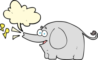 hand- getrokken toespraak bubbel tekenfilm trompetten olifant png