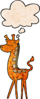 cartoon giraffe with thought bubble in grunge texture style png