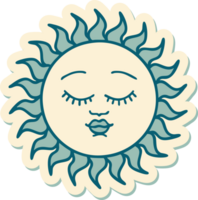 sticker of tattoo in traditional style of a sun with face png