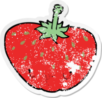 autocollant en détresse d'une fraise de dessin animé png