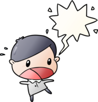 cute cartoon shocked man with speech bubble in smooth gradient style png