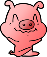 cochon dessin animé nerveux assis png