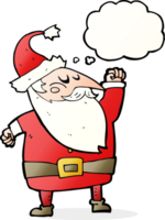 cartoon santa claus punching air with thought bubble png