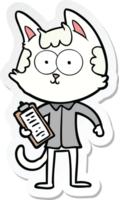 sticker of a happy cartoon salesman cat png