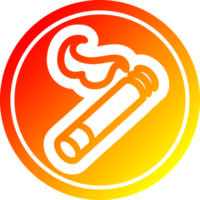 allumé cigarette circulaire icône avec chaud pente terminer png