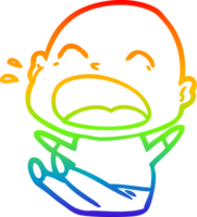 rainbow gradient line drawing of a cartoon shouting bald man png