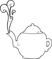 hand drawn black and white cartoon teapot png