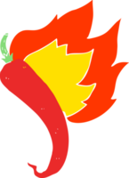 flat color illustration of flaming hot chilli pepper png