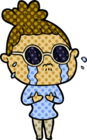 cartoon crying woman wearing dark glasses png