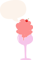 dessin animé la glace crème désert avec discours bulle dans rétro style png