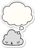 cute cartoon cloud with thought bubble as a printed sticker png