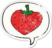 cartoon strawberry with speech bubble distressed distressed old sticker png