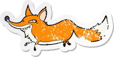 verontruste sticker van een cartoon sluwe vos png