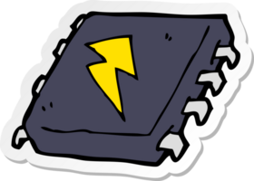 klistermärke av ett tecknat datorchip png