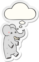 cartoon elephant with thought bubble as a printed sticker png