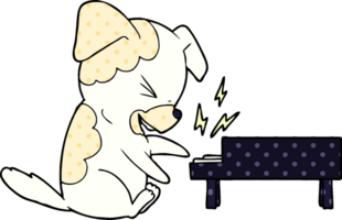 cartoon dog rocking out on piano png